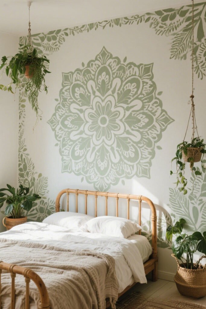 Floral Motif Stencil Wall Decor