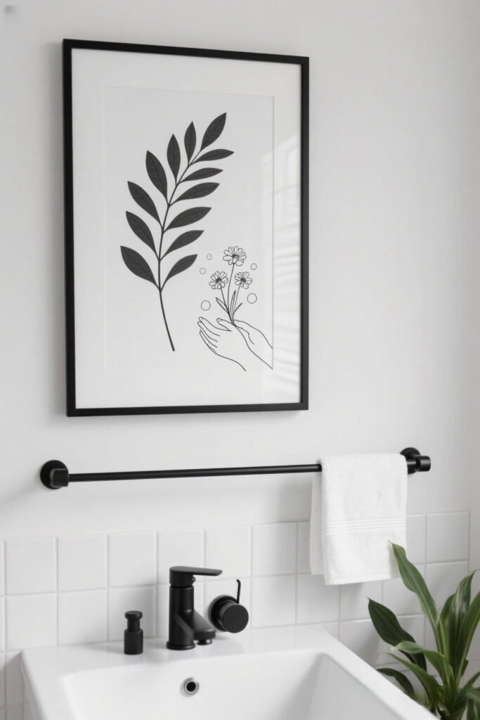 leafy botanical line art wall decor