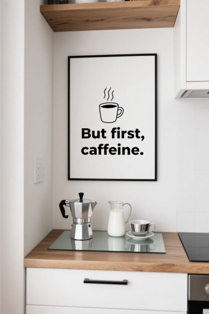 Coffee mug line art wall decor