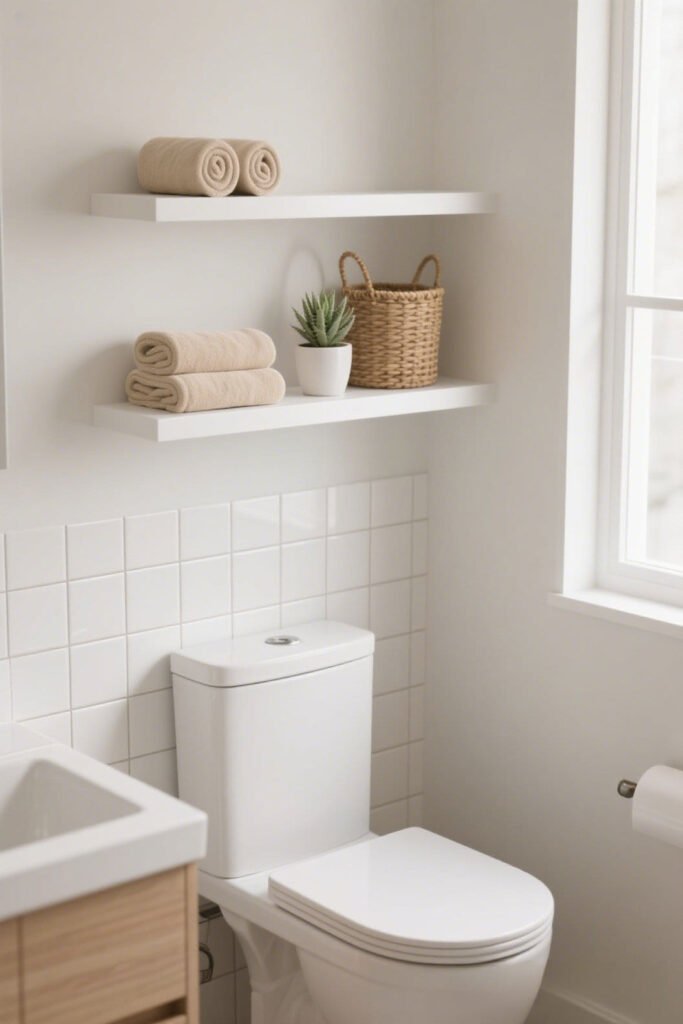 Floating Shelves: The MVP of Small Bathrooms