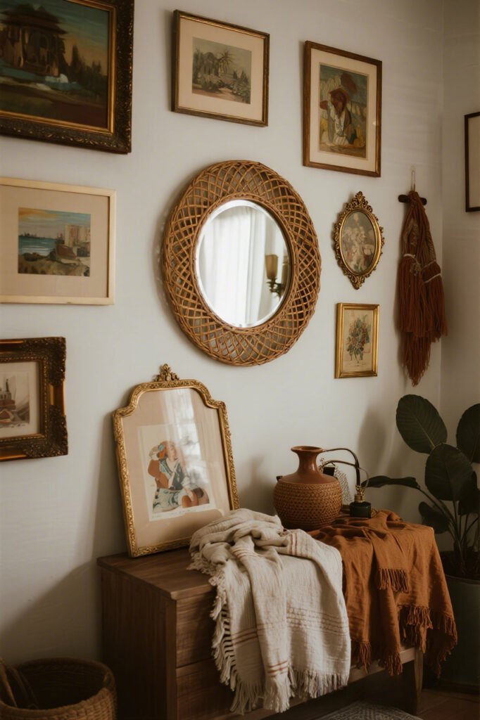 Add Mirrors for Light & Space - Boho Gallery Wall Ideas
