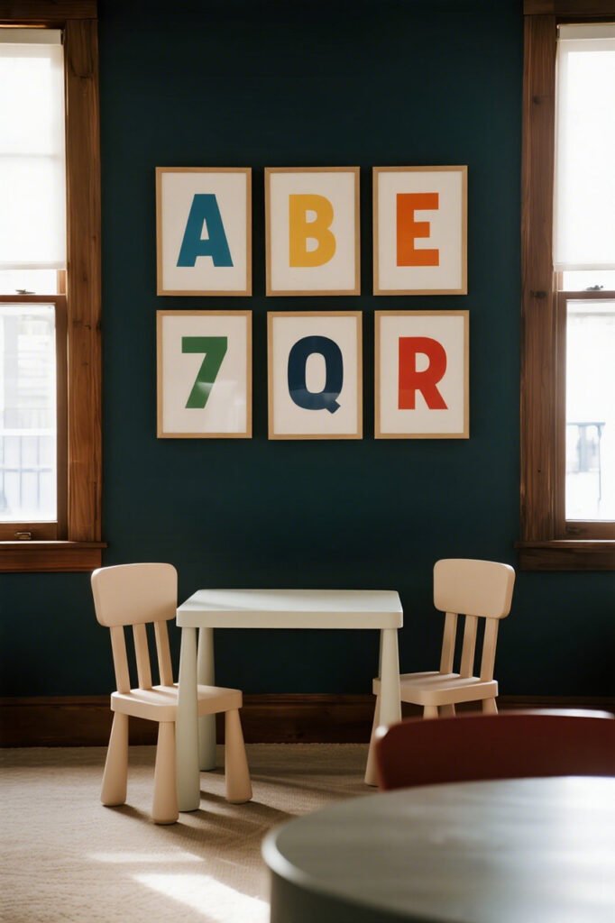 Alphabet & Numbers Prints gallery wall idea