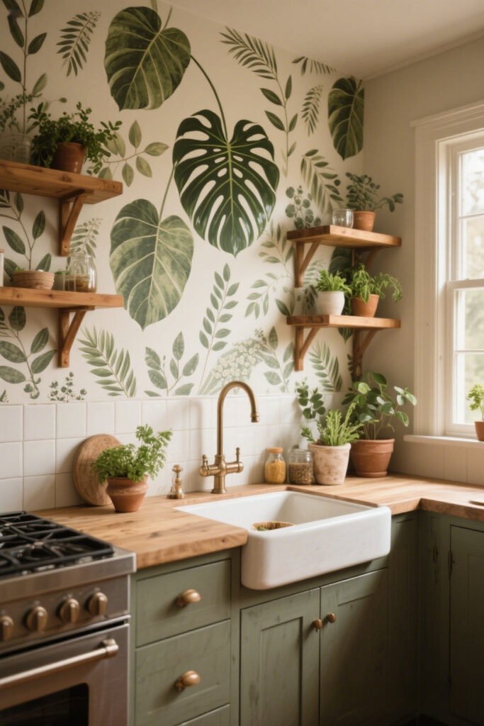 Botanical & Floral Prints - Kitchen Backsplash Wallpaper Ideas