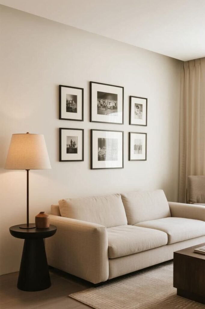 Classic Black-and-White Photo Wall for living room gallery walls