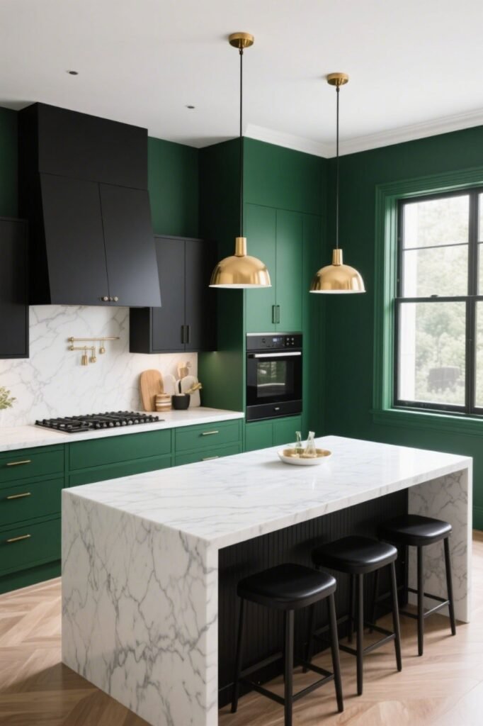 Deep Green Is the New Black - Kitchen Paint Trends 2025