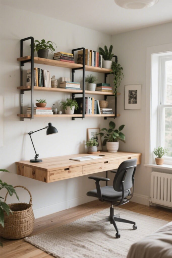 Desk + Shelving Combo for small home office