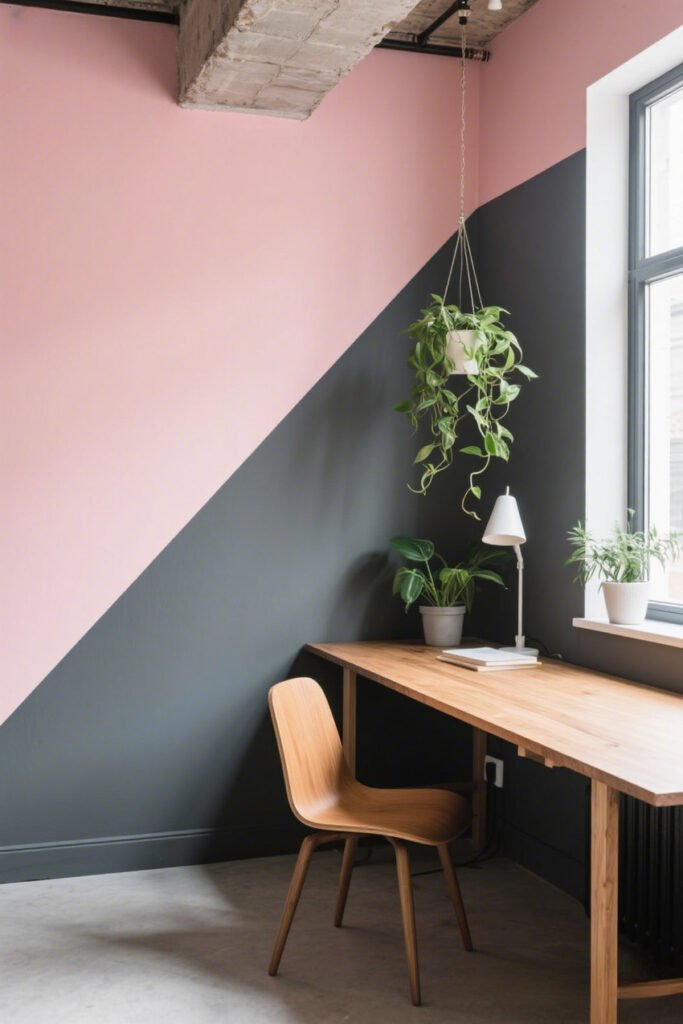 The Diagonal Statement - Two-tone Wall Paint Ideas