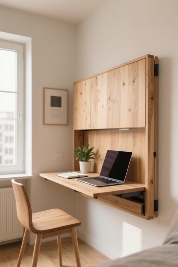 Fold-Down Wall Desk for small home office