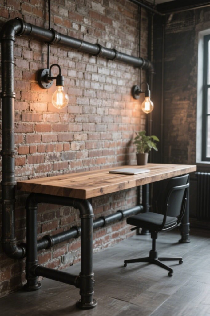 Industrial Pipe Wall Desk for small home office