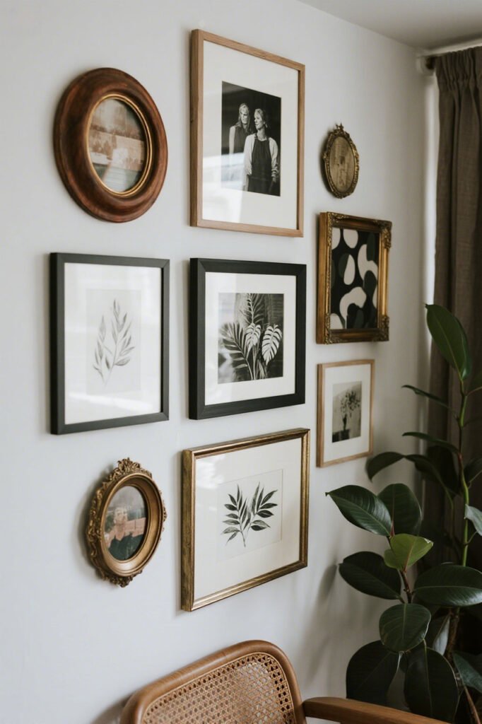 Mix Art with Personal Photos - Boho Gallery Wall Ideas