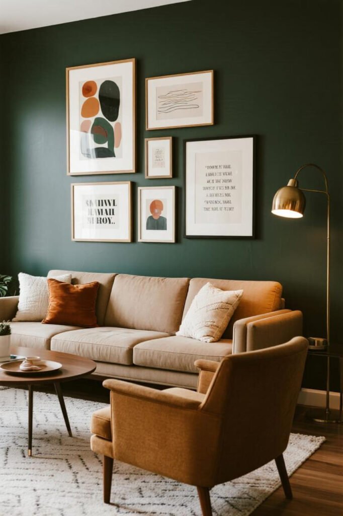 Mix of Art and Quotes for living room gallery walls