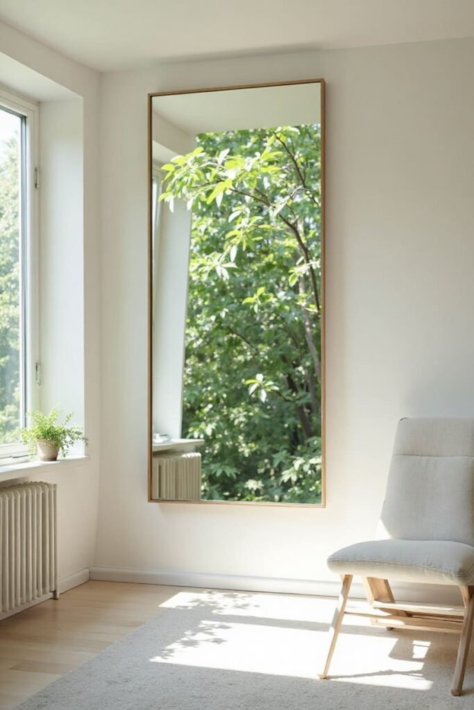 Opposite a Window mirror placement