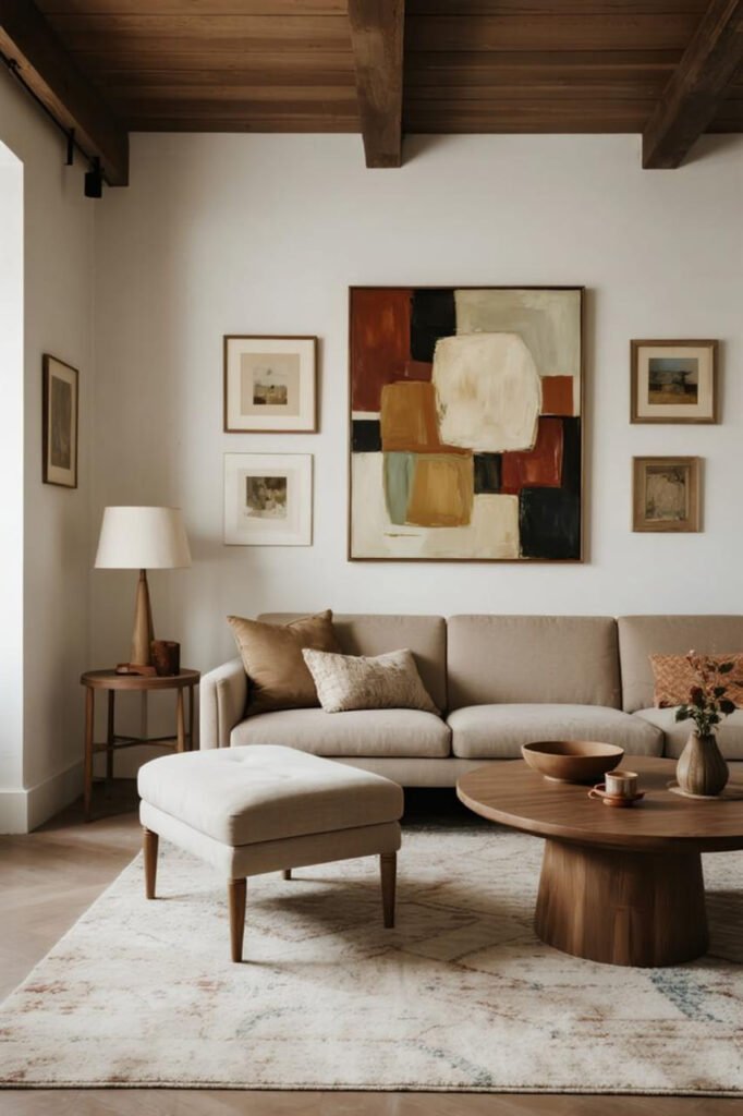 Oversized Statement Art + Supporting Cast for living room gallery walls