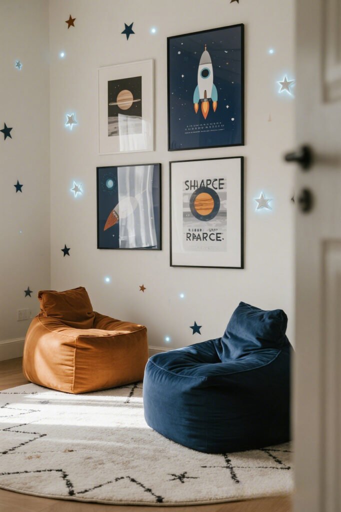 Space Theme Based Gallery Wall for Kid Playroom