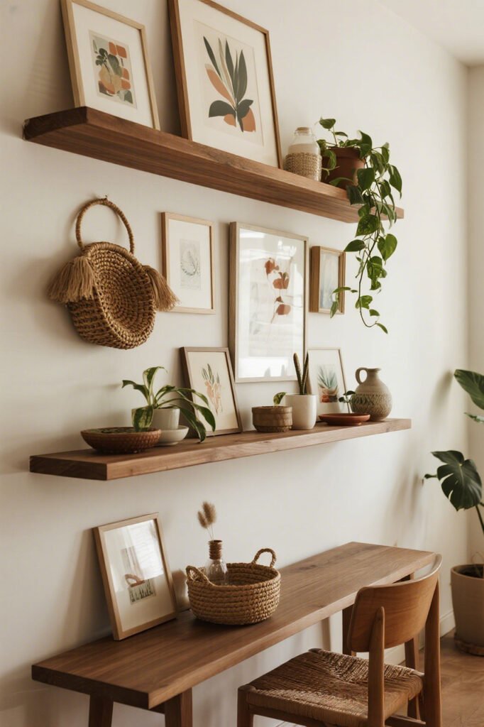 Use Shelf Ledges - Boho Gallery Wall Ideas