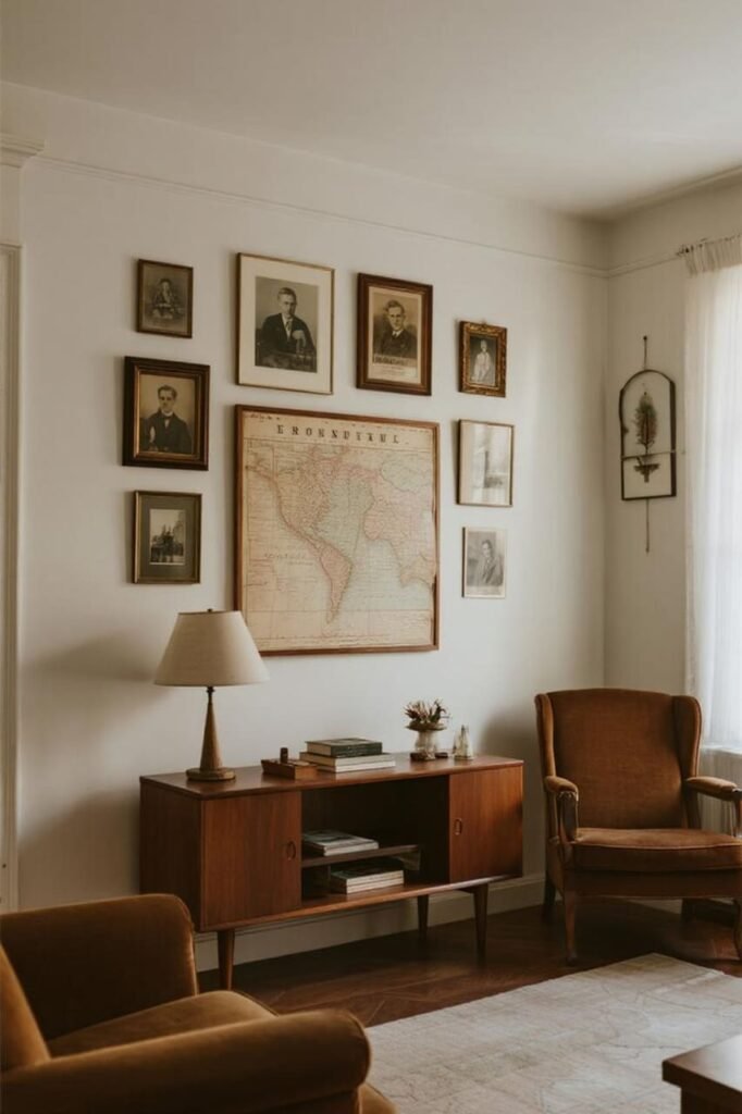 Vintage-Inspired Wall for living room gallery walls