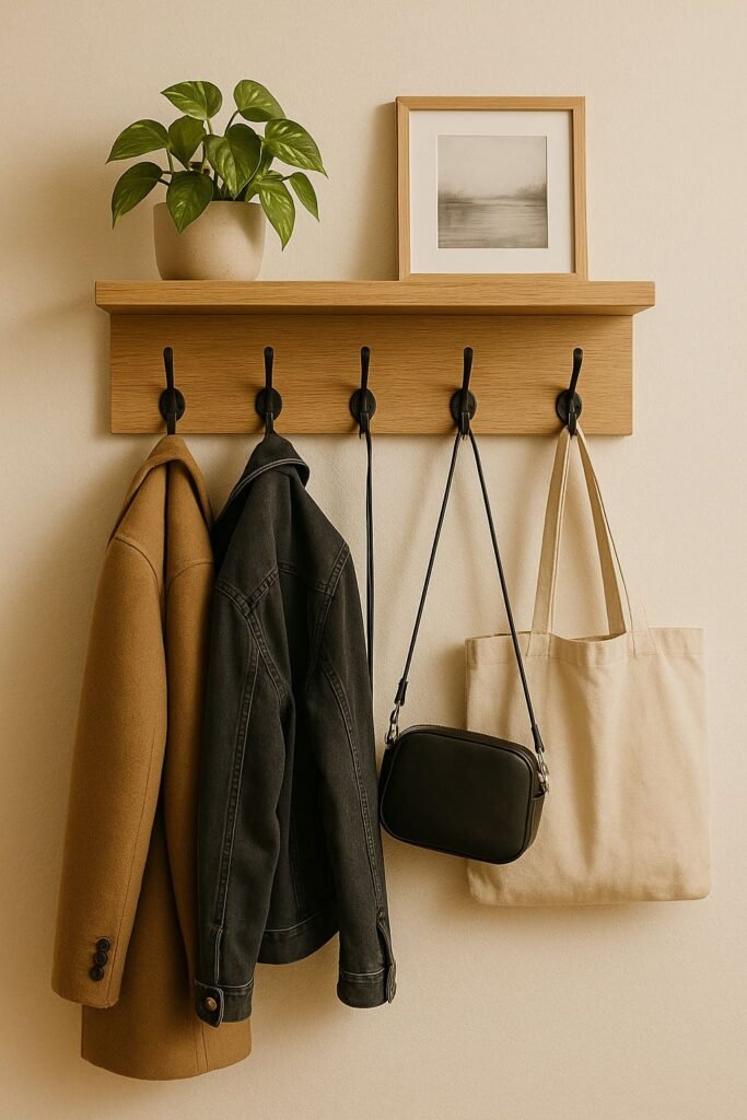 Wall-Mounted Coat Rack with Shelf