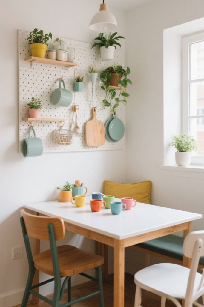 Above a small dining nook - Pegboard Wall Placement Ideas