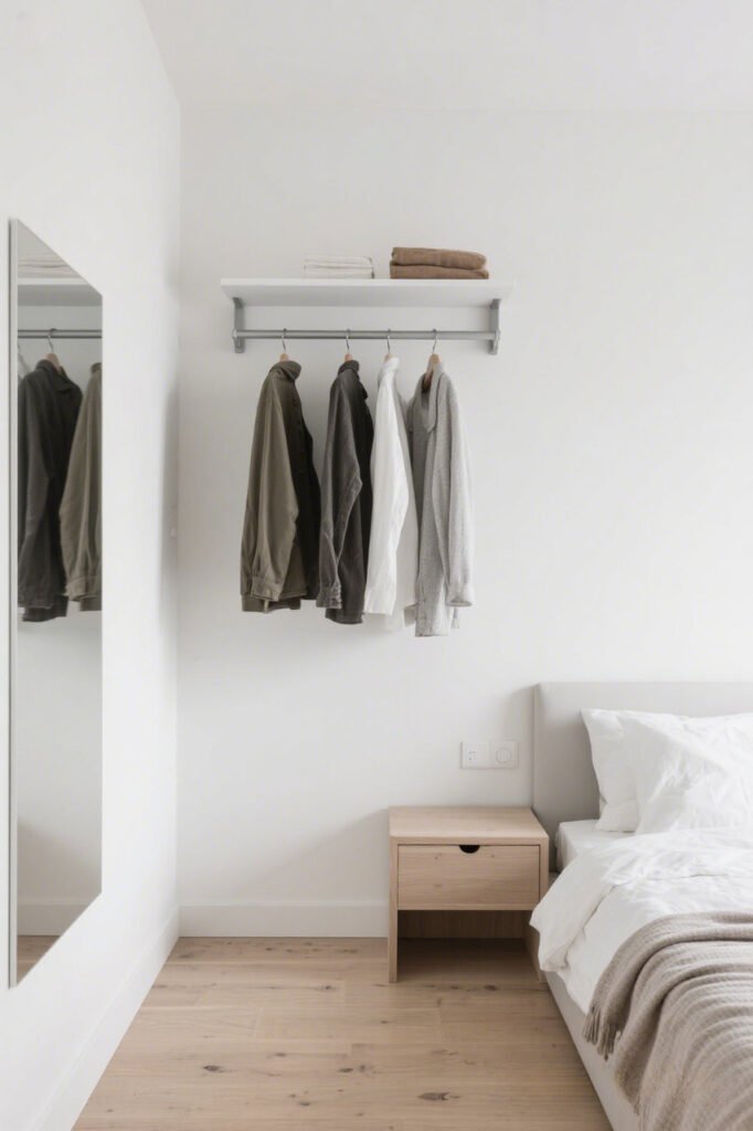 Floating Cloating Racks - Small Bedroom Wall Storage Ideas