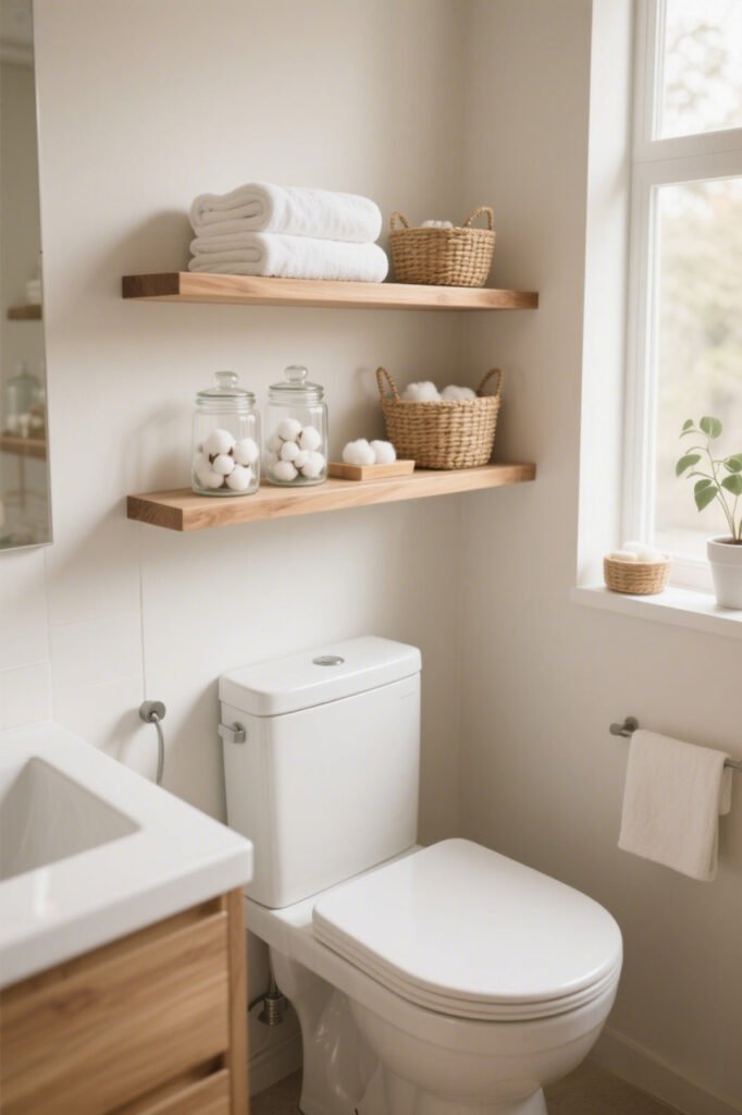 Floating Shelves - Bathroom Wall Storage Ideas