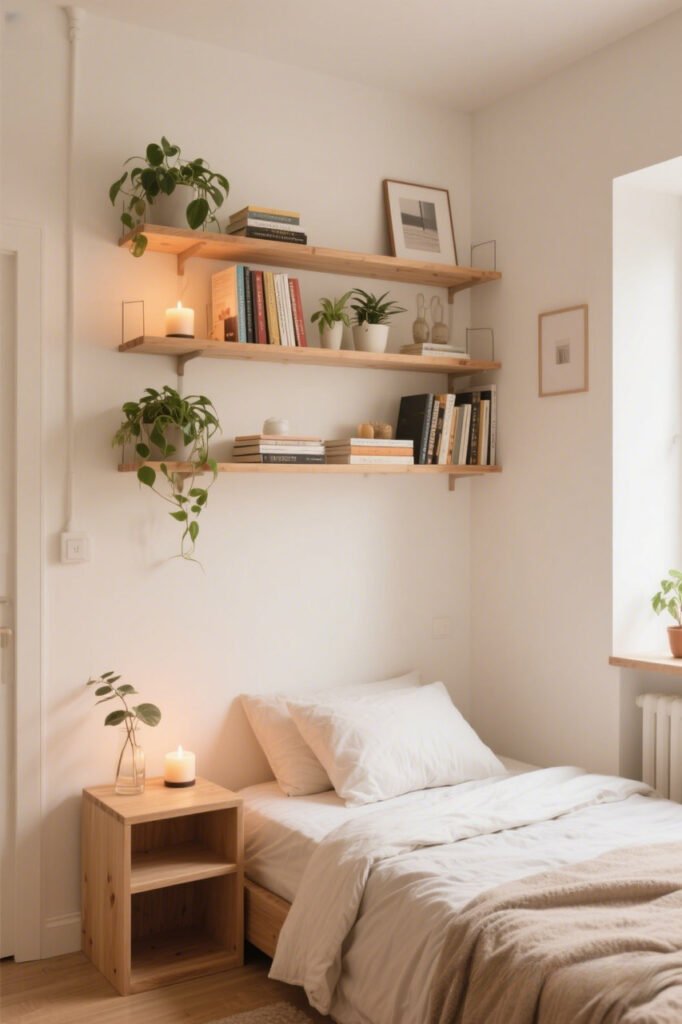 Floating Shelves - Small Bedroom Wall Storage Ideas