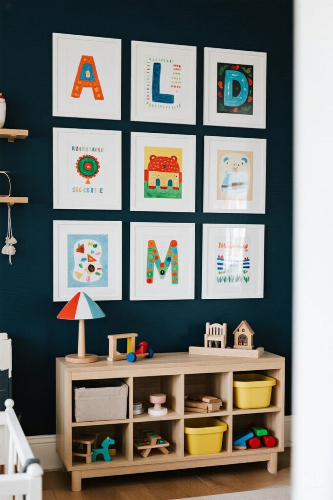 Grid Layout Gallery Wall for Kid Playroom