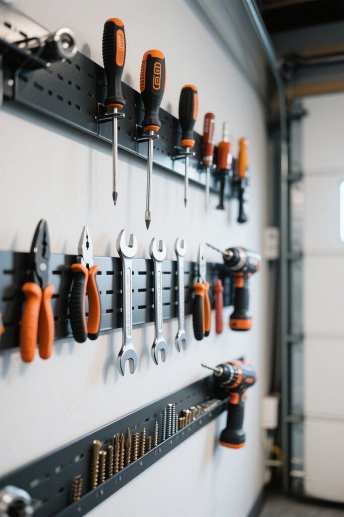 Magnetic Strips - Garage Wall Storage Ideas
