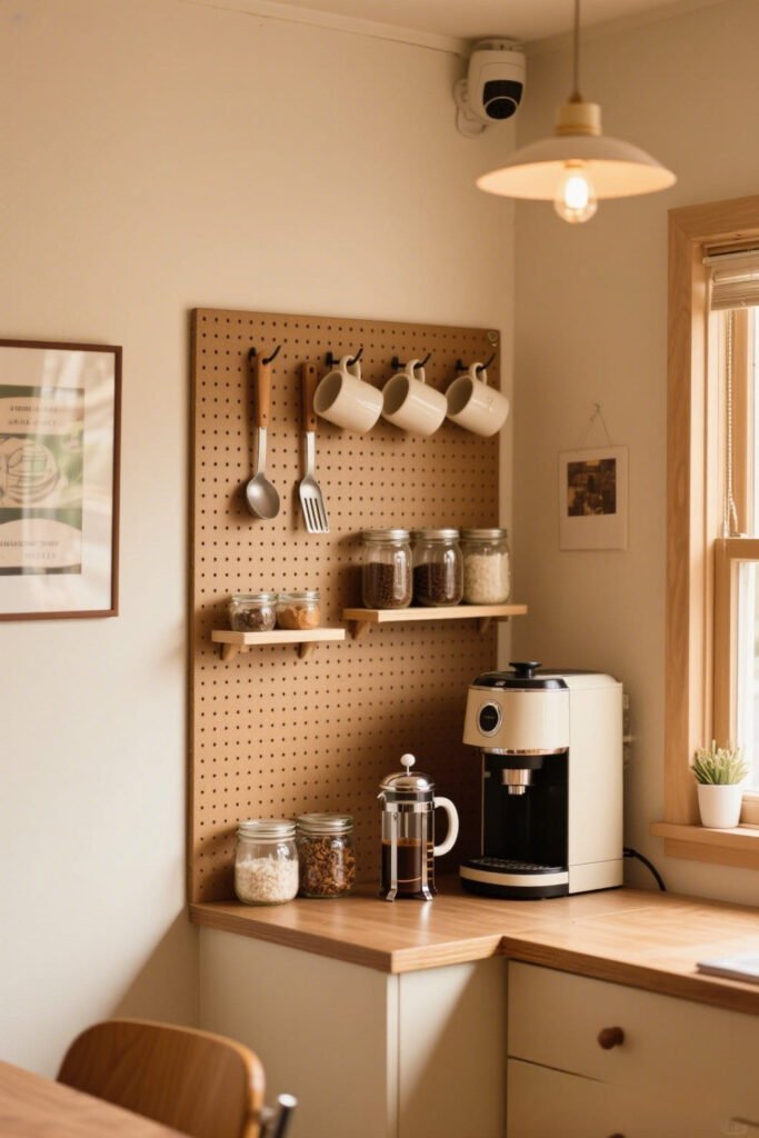 Pegboard Coffee Station Ideas