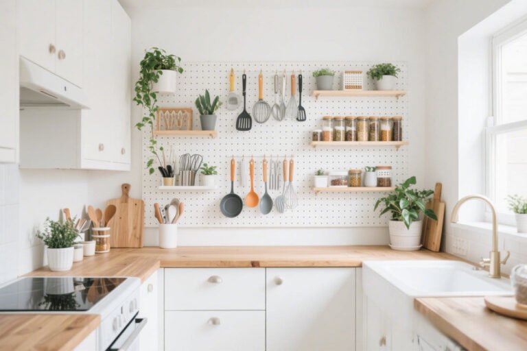 Pegboard Walls Ideas for Small Kitchen