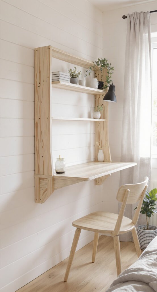 Wall Mounted Desk - Small Bedroom Wall Storage Ideas