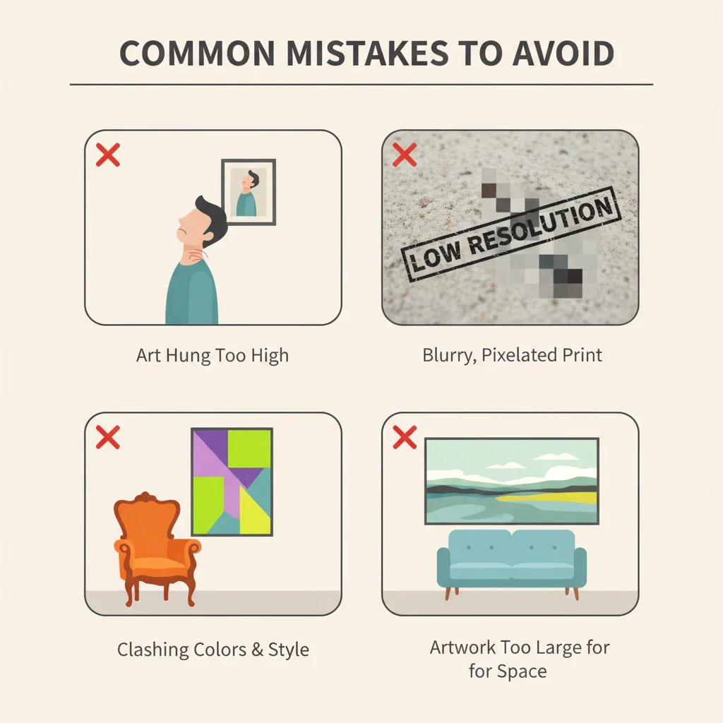Common Mistakes to Avoid when hanging large wall art Infograpic