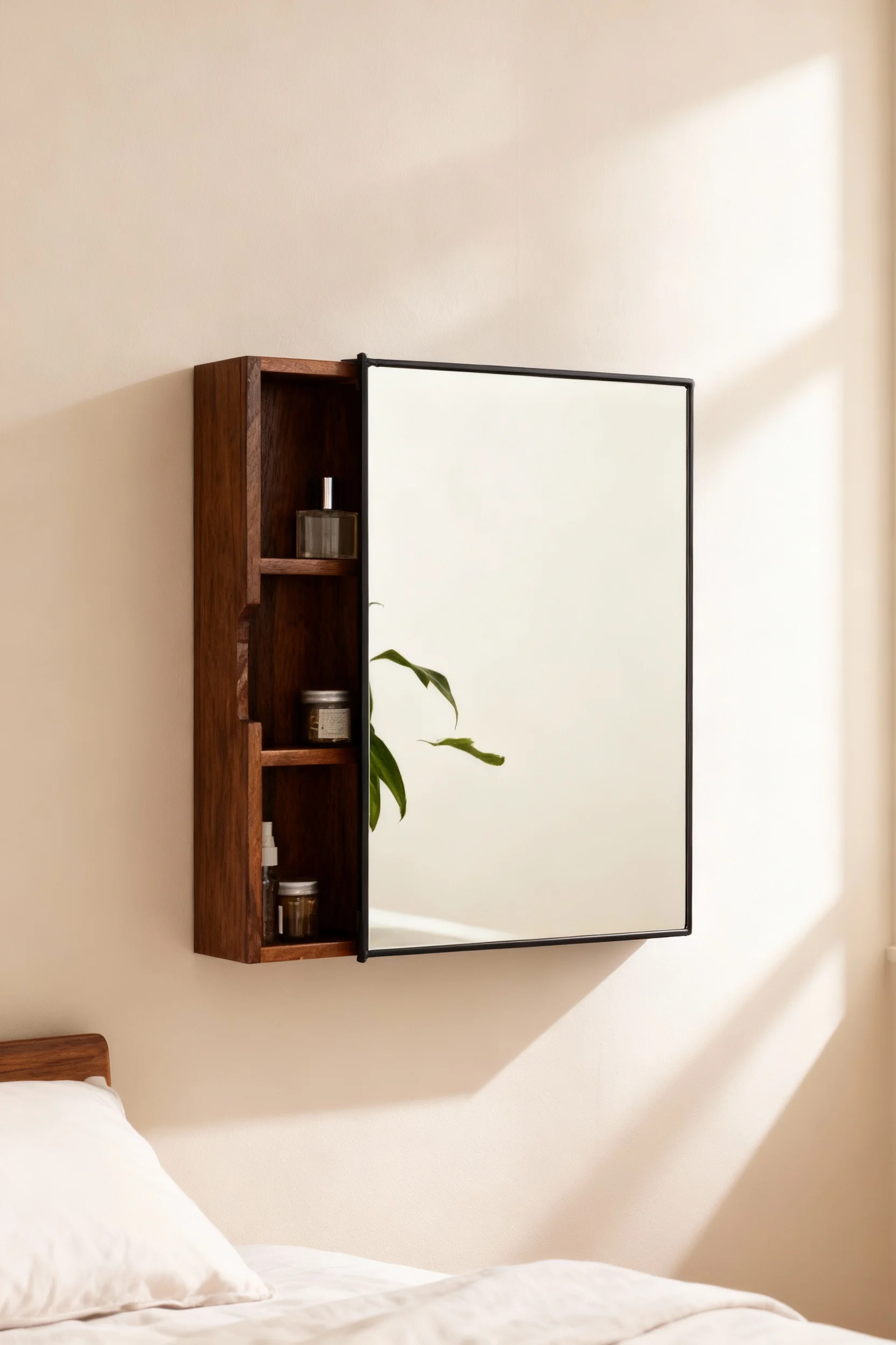 hidden mirror cabinet.